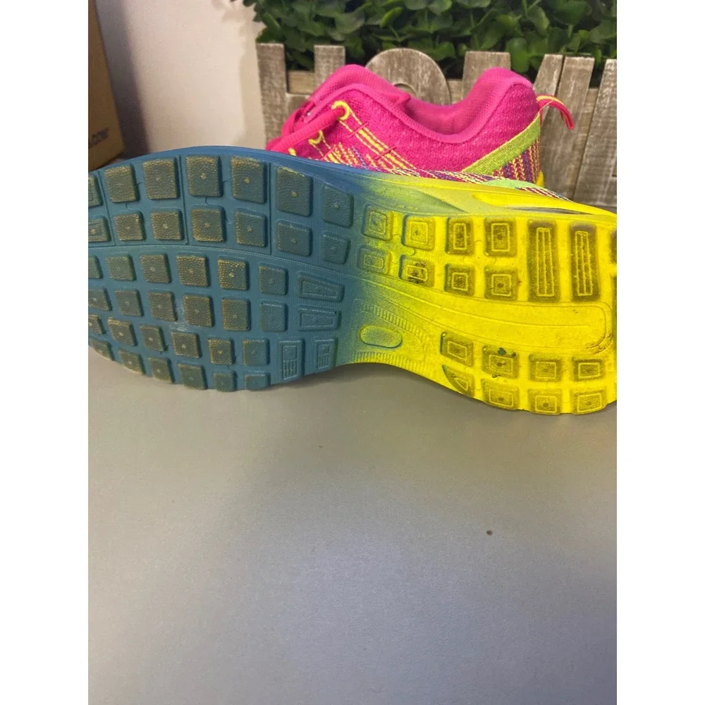 Women's Athletic Shoes‎ Pink Yellow Blue Lace Up Fashion Sneakers Size Unknown - Picture 7 of 7